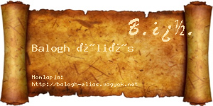 Balogh Éliás névjegykártya